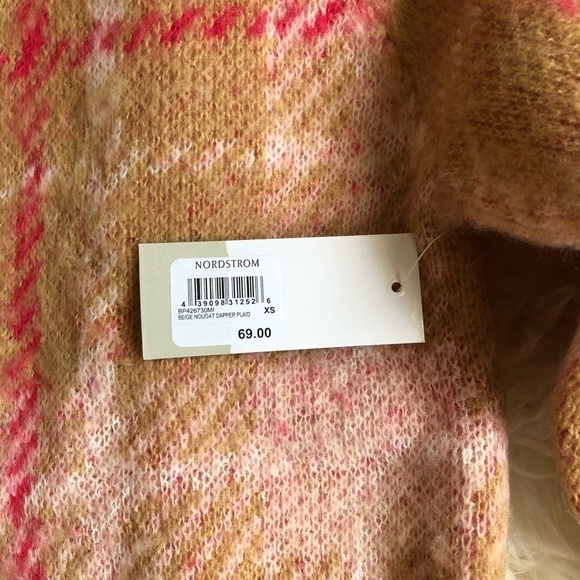 BP Beige Dapper Plaid Long Cardigan Sweater Open Front XS New Cozy - Picture 6 of 8